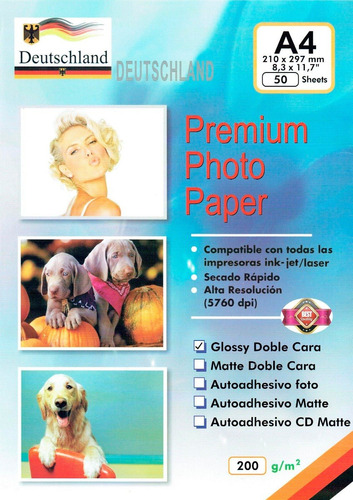 Papel Fotográfico Doble Cara 200grs A4 50 Hojas 