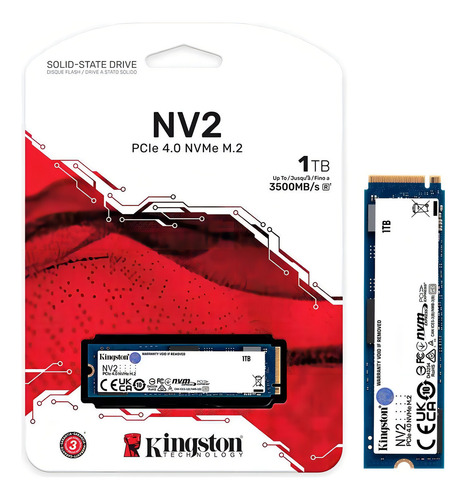 Unidade Sólida Ssd Kingston Snv2s/1000g Nvme Pcie 4.0 De 1 Tb M.2 Cor Azul Azul