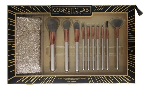 Juego De Brochas Cosmetic Lab Total Beauty Silver 11 Piezas