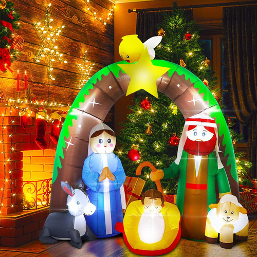 Decoración Inflable De Navidad De 6.5 Pasteles Con Luces Led