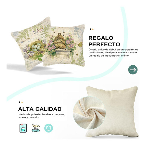 Fundas Cojines Almohada Decorativos Lino Algodón 4pcs 45cm Jardín