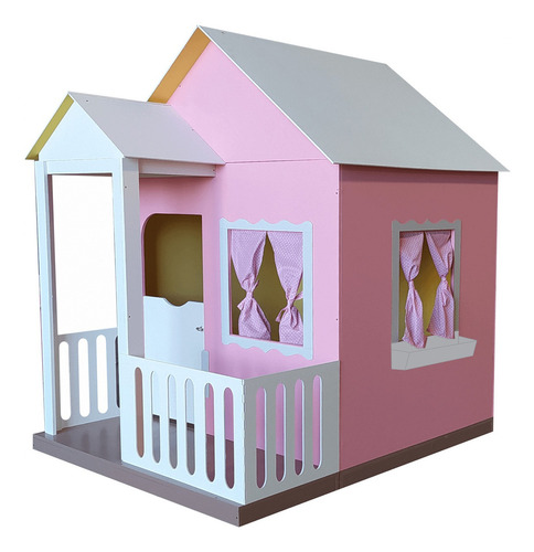 Casinha De Criança Rosa Com Cercado Para Meninas Barbie Cor Rosa/branco Com Cercado 1,20