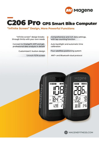 Imagen 3 de 9 de Ciclocomputador Gps Magene C206 Pro Para Bicicletas Strava