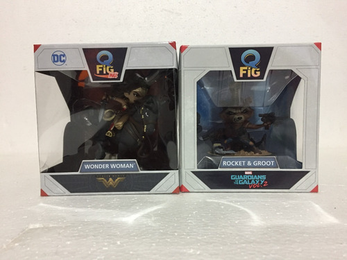 Figuras Q Fig Wonder Woman Y Rocket Con Groot Marvel Funko