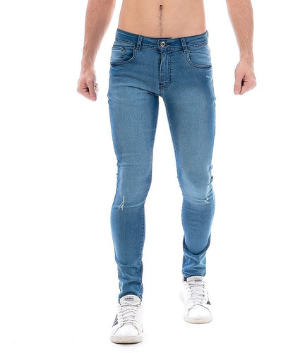 Imagen 1 de 6 de Jeans Pantalón Mezclilla Caballero Stone / Ligera Demolición