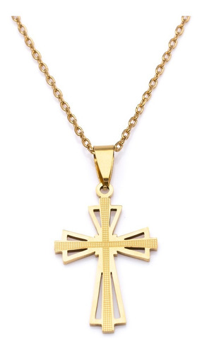Corrente Colar + Pingente Aço Ogrife J-280 Banhado Ouro 18k