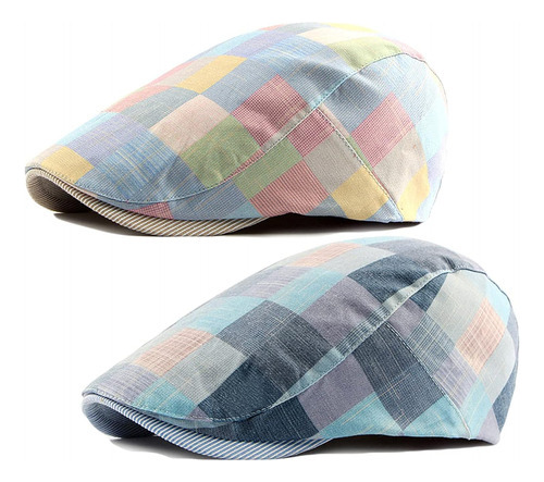 Paquete De 2 Gorros Planos Para Hombre Newsboy, Gorra Plana