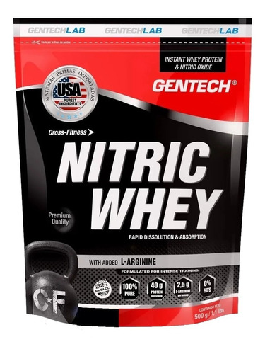Nitric Whey Protein Gentech 500 Grs Proteína Potenciada