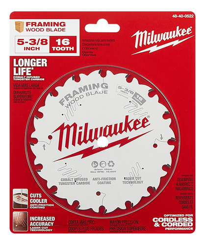 Milwaukee Disco Sierra Circular 5-3/8  16 Dientes 48-40-0522