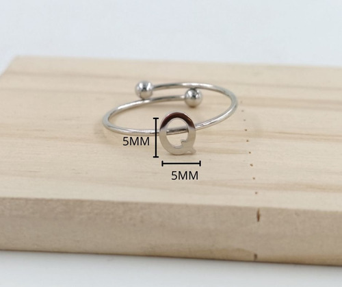 2 Uds De Anillos Con Inicial Acero Inoxidable Vie Or Q Ajustable