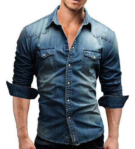 Shirts For Men Longsleeve Autumn Denim Shirt Coat