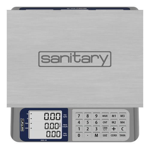 Báscula Comercial Digital 40k Recargable Tecla Tara Sanitary Gris