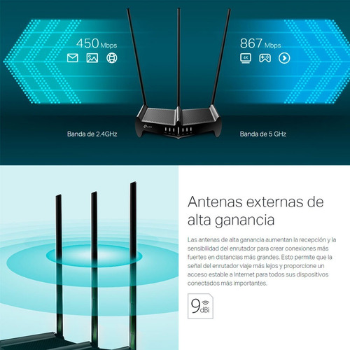 Imagen 6 de 7 de Router TP-Link Archer C58HP negro 110V/220V