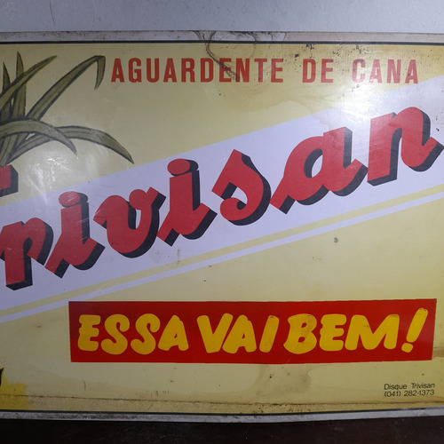 Imagem 3 de 5 de Placa Antiga Aguardente Trivisan Metal Usada Década 70