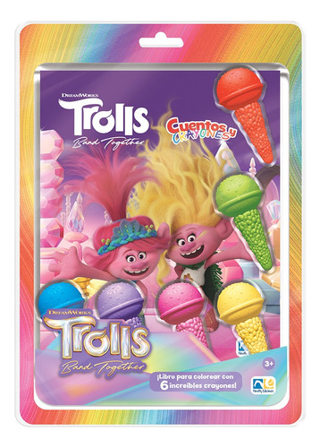 Libro Infantil Cuentos Y Crayones Trolls 3