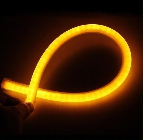 Manguera LED de neón fina de 12 V, 100 metros, 6 x 12 mm, cortada 2,5 cm, color amarillo claro