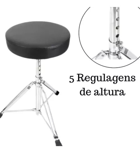 Banco Bateria Regulagem Reforçado Sm20 Pearl 29cm + Baqueta