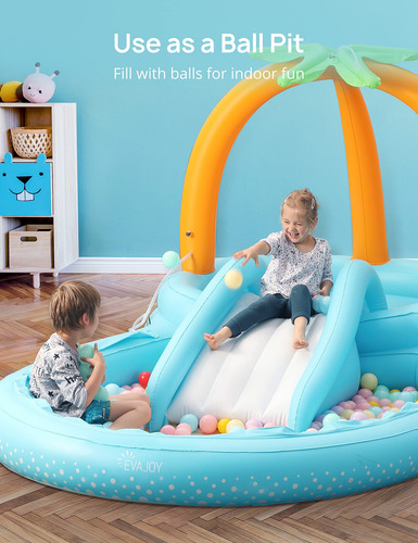 Centro De Juegos Inflable Para Niños Evajoy Con Tobogán De 2