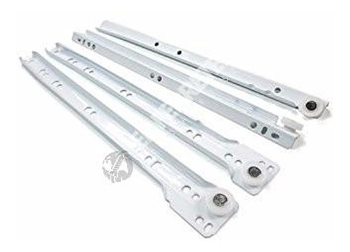 Imagen 4 de 5 de Corredera Metalica 350mm Blanca Riel Para Cajones