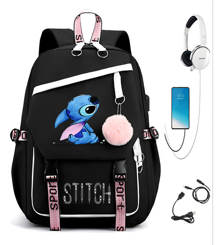 Mochila Casual De Tecido Oxford Lilo And Stitch Same Style Cor Four