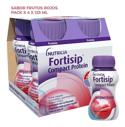 Fortisip Compact X 125 Ml Nutricion Pack X 4 U Frutos Rojos Sabor Frutos Rojos