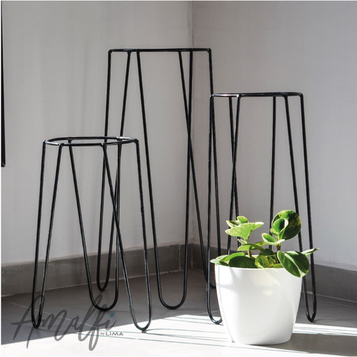 Pie Porta Maceta De Hierro Nórdico 40 Cm Alto 18 Cm Diámetro