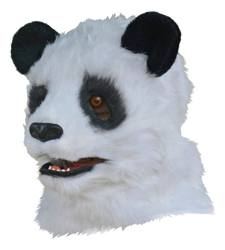 Mascara Animal Oso Panda Boca Movible Holloween Disfraz Color Blanco