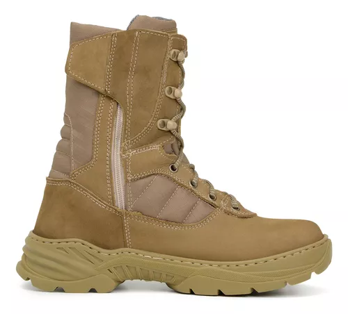 Bota Coturno Masculina Feminina Em Couro Creme Brinde Meia