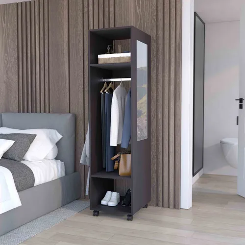 Closet Optimus Con Espejo Custer Sin Puerta / Wengue