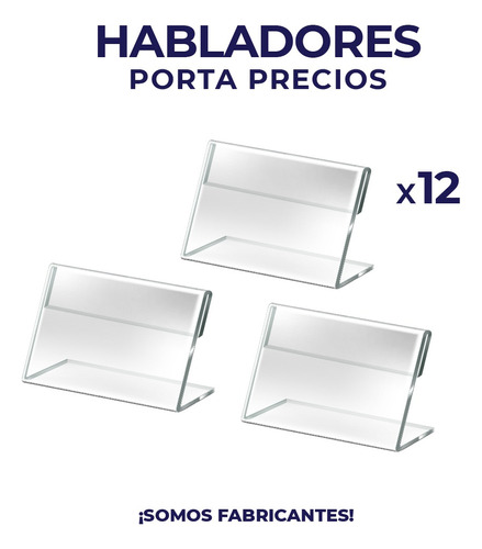 12 Habladores Porta Precios En Acrílico Tamaño 7x10cm.