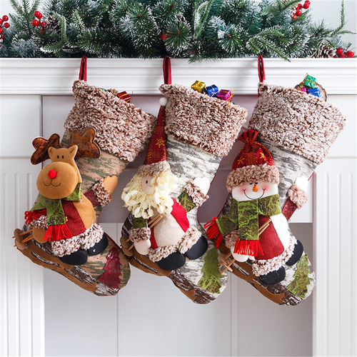 Calcetines Navideños Grandes Con Forma De Alce De Papá Noel
