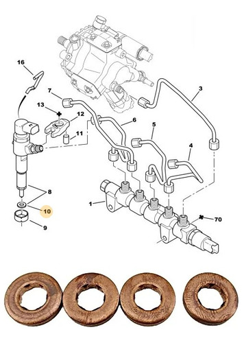 4 Golillas Inyectores Para Peugeot 107 1.4 Hdi 198184