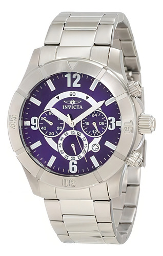 Reloj Invicta Hombre Analogico Crono Sumergible Acero 1421 Color de la malla Plateado Color del bisel Plateado Color del fondo Azul acero