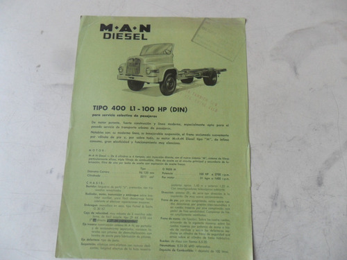 Folleto Man M.a.n Antiguo Colectivo Bondi Catalogo No Manual