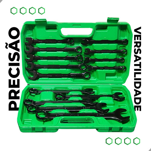 Kit Jogo Chave Combinada 8 A 24 Mm Profissional Com Maleta