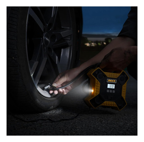 Inflador Compresor Aire Portátil Para Auto 12v Con Luz Led