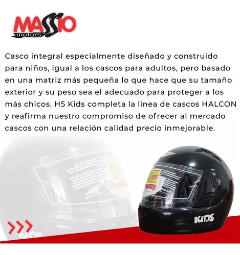 Casco Infantil Para Moto Halcon Hs Kids Negro Massio Motors