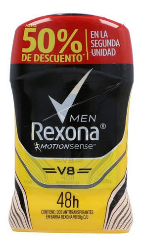 Desodorante Rexona Barra Hombre 50 Gr 2 Unidades V8 Oferta