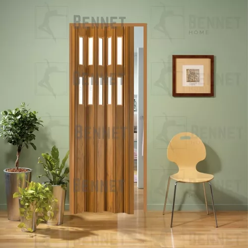 Puerta plegable (PVC, Haya, 100 x 200 cm)