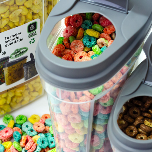 Juego De 3 Cerealeros Plástico Con Tapa Freshpod Ehd8133