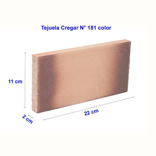Imagen 2 de 7 de Tejuela Refractaria Cregar Tonalizada 22 X 11 X 2 Cm