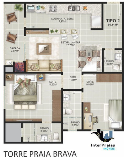 Imagem 13 de 16 de Apartamento Padrão Com 3 Quartos No Portal Da Brava - 580309-v