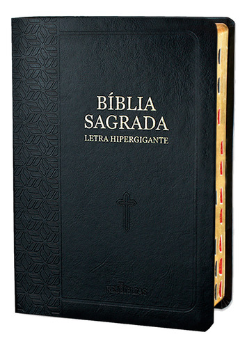 Bíblia Sagrada Letra Hipergigante Capa Pu Luxo Com Índice E Harpa - Preto