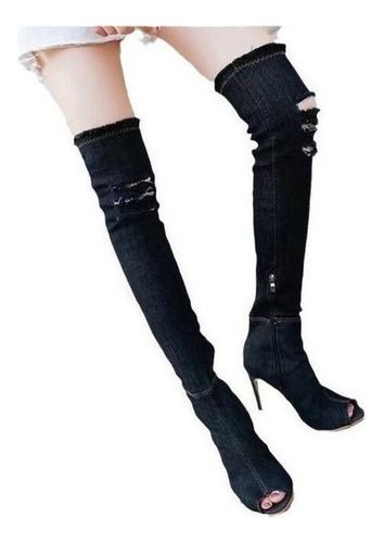 Over The Knee High Heel Jeans Boots