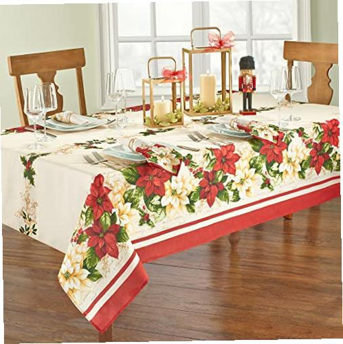 Elrene Home Fashions Mantel De Tela De Pascua Roja Y Blanca