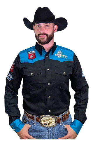 Camisa Country Vaqueiros Masculina Crp Bordada Rodeio Cowboy