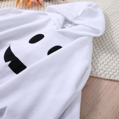 Disfraz De Halloween Para Bebés Y Niñas, Capa Blanca De Fantasma Con Capucha, Parte Superior Negra, Pantalones Largos, Ropa De Cosplay