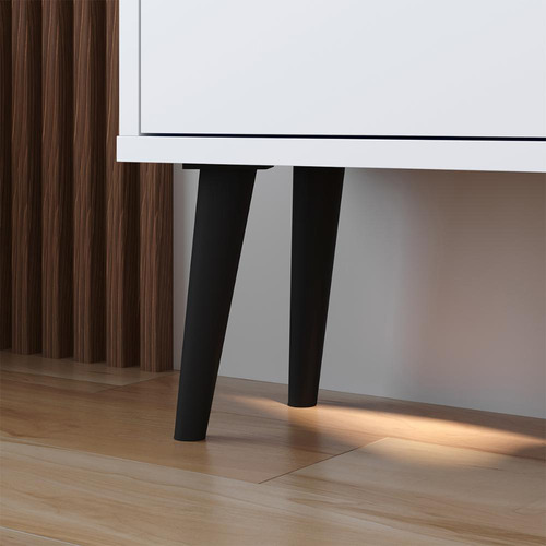 Sapateira Armário Vertical 3 Portas Mesinhas Canto Quarto Cor Branco | Off White/cina