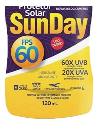 Kit 2 Protetor Solar Sunday Fator 60 Fps 120 Ml Proteção Sol