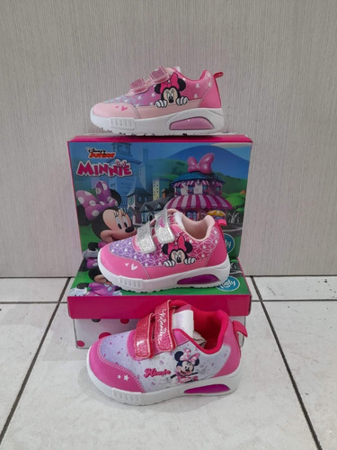 Zapatillas Footy Con Luces! Minnie Abrojos. Licencia Oficial